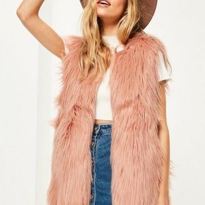 Pink Curly Faux Fur Vest - Missguided